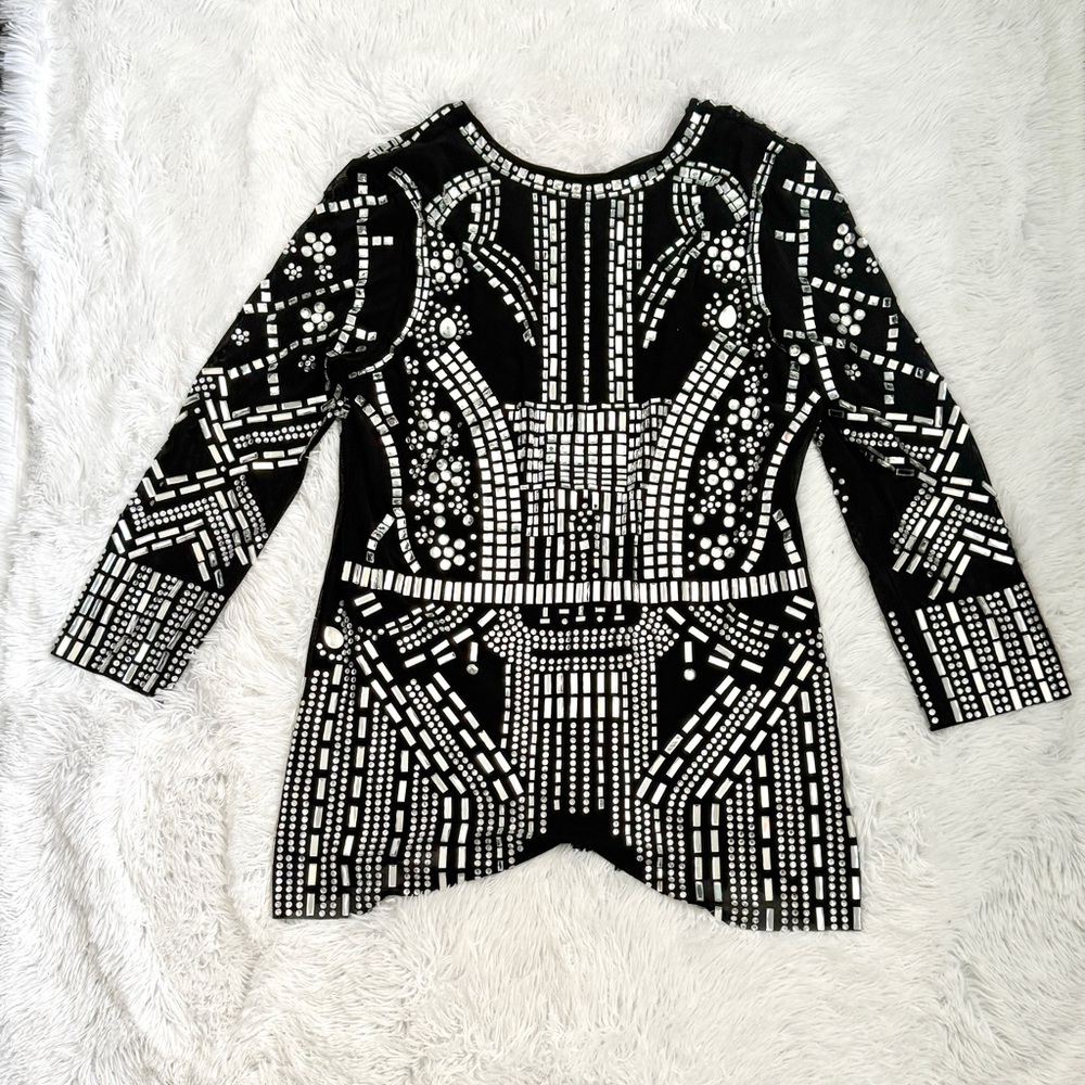 AKIRA Couture Black Label Rhinestone Embellished Black Evening Romper 3X NWT